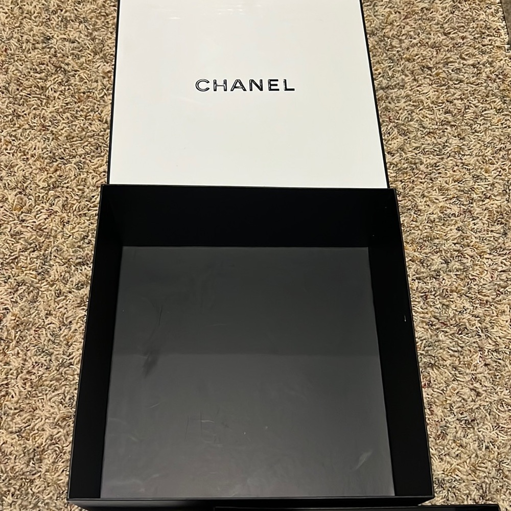 2 size Chanel Boxes small empty Satchel and 2 decorative Bands